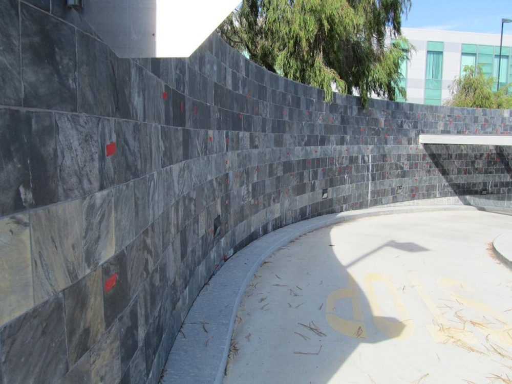 Stone installation detail during repair
